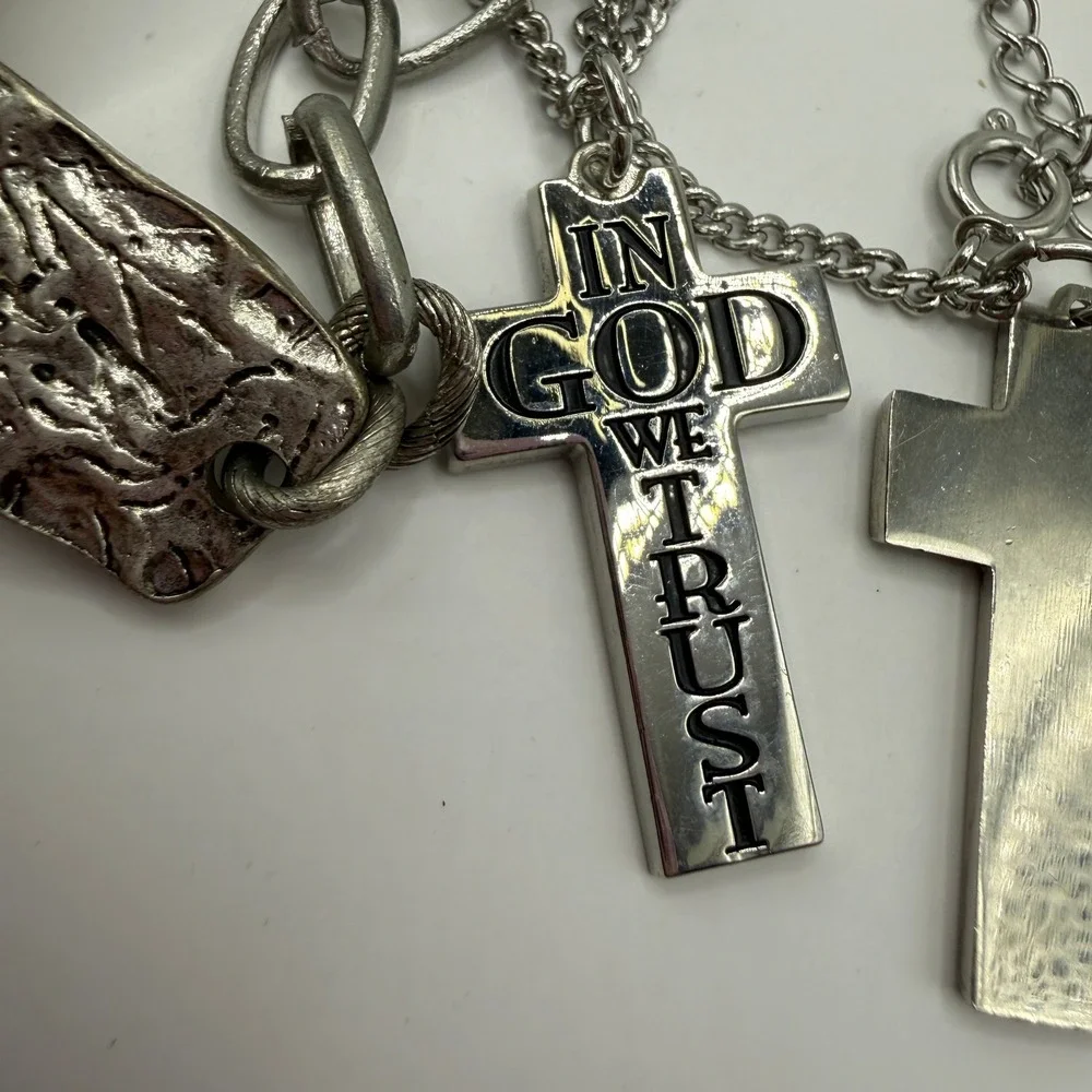 Religious Gothic Grunge Cross Necklace Bundle Lot of 3 Unbranded